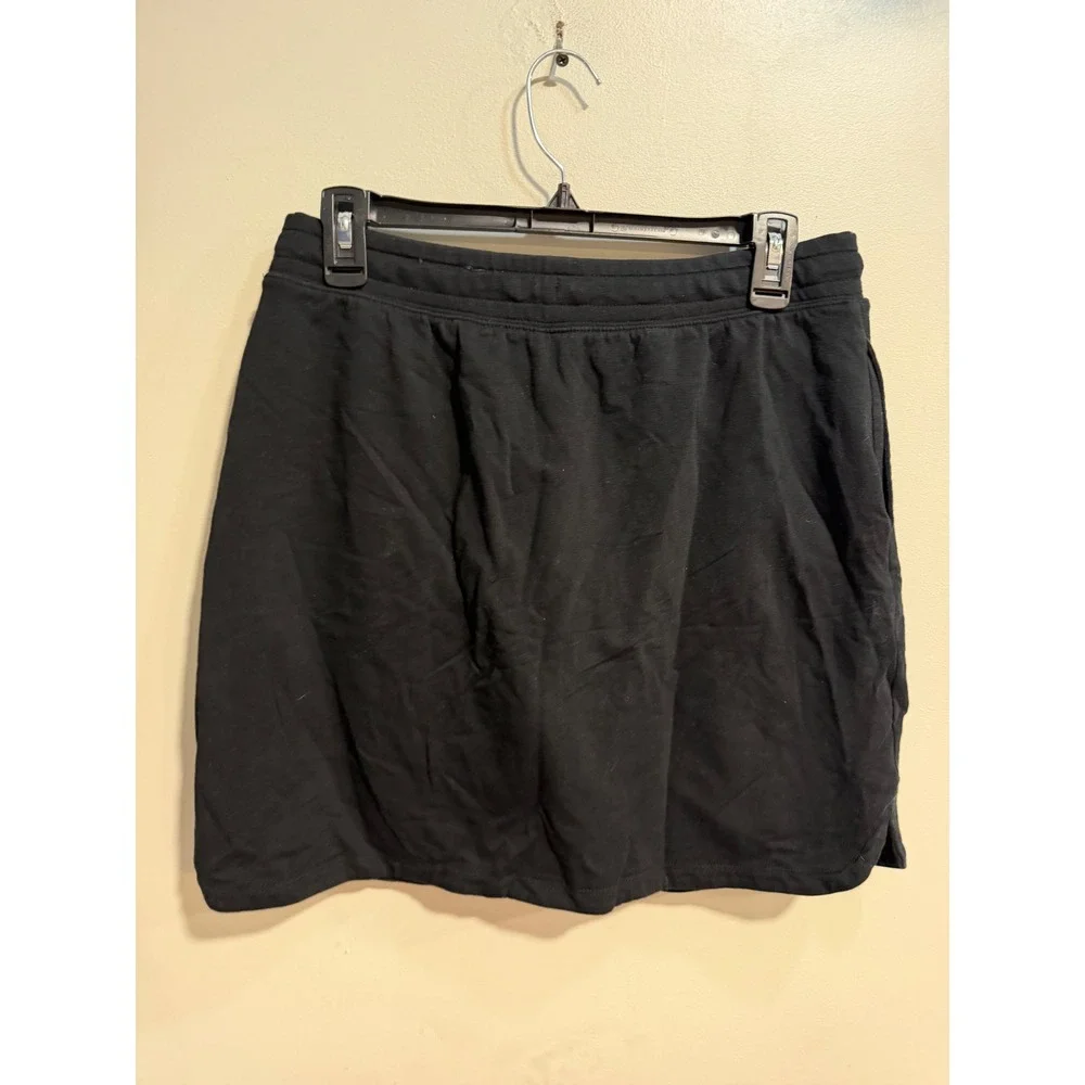 Karen Scott Sport Womens Black Drawstring Elastic Waist Skort Size M Pockets